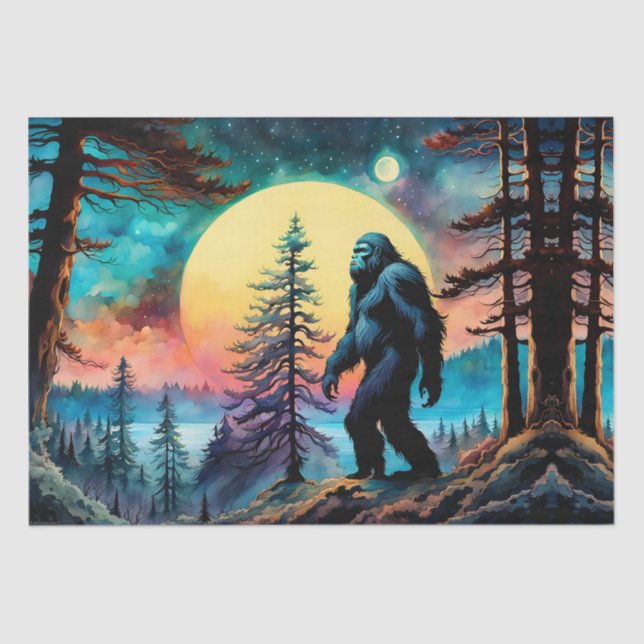 Gone Squatchin' Colourful Sasquatch Landscape Tissue Paper (Front)
