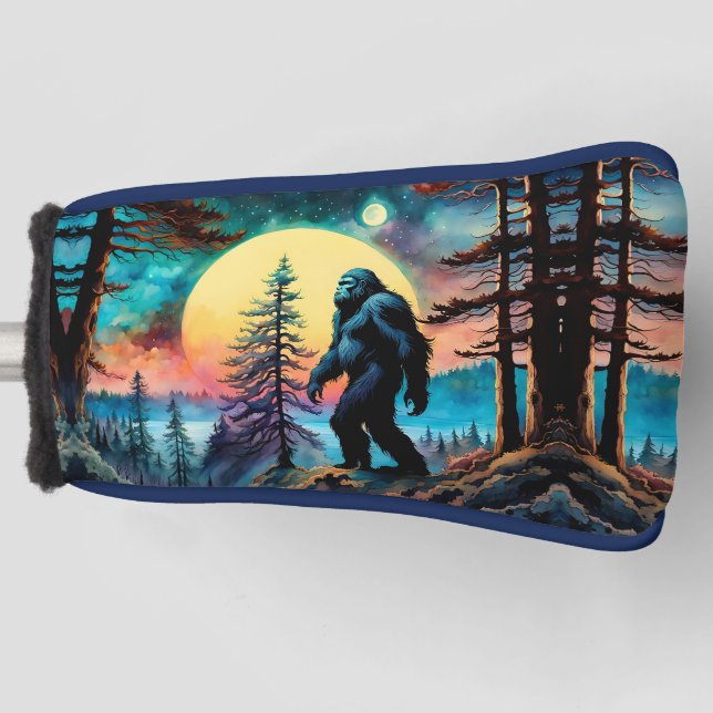 Gone Squatchin' Colourful Sasquatch Moon Golf Head Cover (Front)