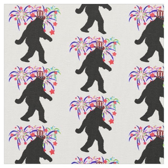 Gone Squatchin' for 4th of July Fabric (Close Up)