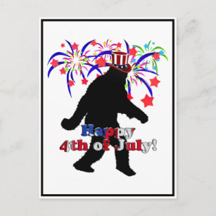 Gone Squatchin  for 4th of July (Text & Fireworks) Postcard