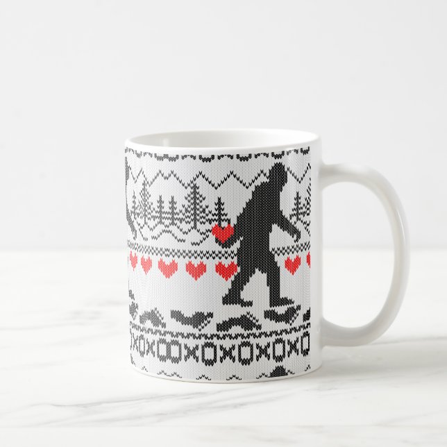 Gone Squatchin For Love Ugly Knit Style Coffee Mug (Right)