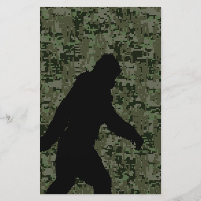 Gone Squatchin For on Olive Digital Camouflage Stationery (Front)