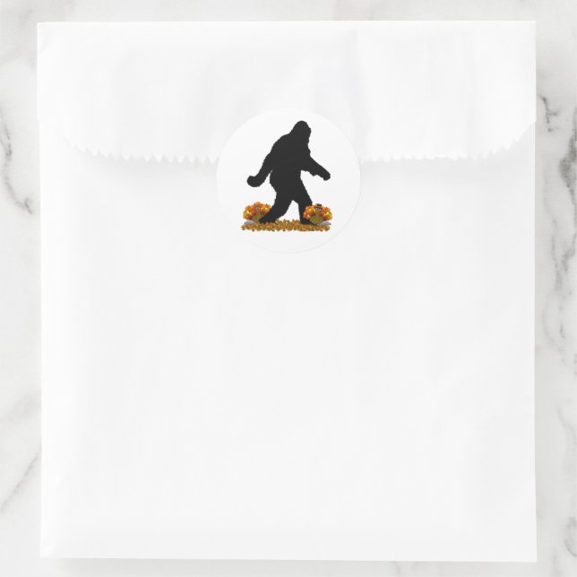 Gone Squatchin for Thanksgiving Turkey Classic Round Sticker (Bag)