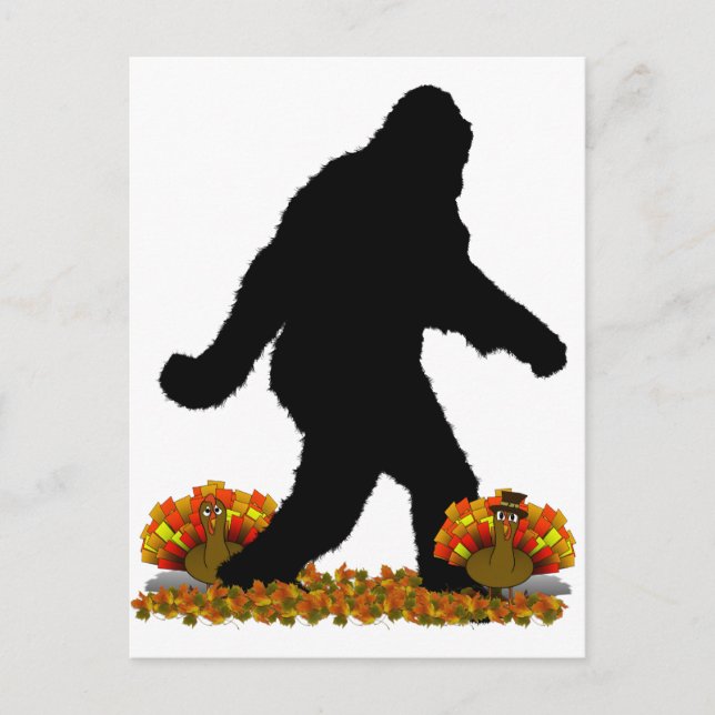 Gone Squatchin for Thanksgiving Turkey Holiday Postcard (Front)