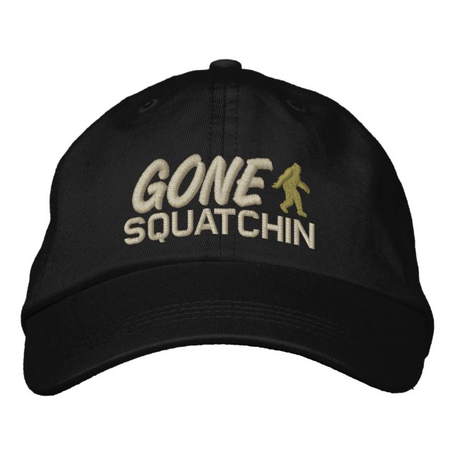Gone Squatchin - oat tan and light green Embroidered Hat (Front)
