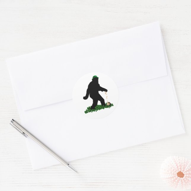 Gone Squatchin' on St. Patrick's Day Classic Round Sticker (Envelope)