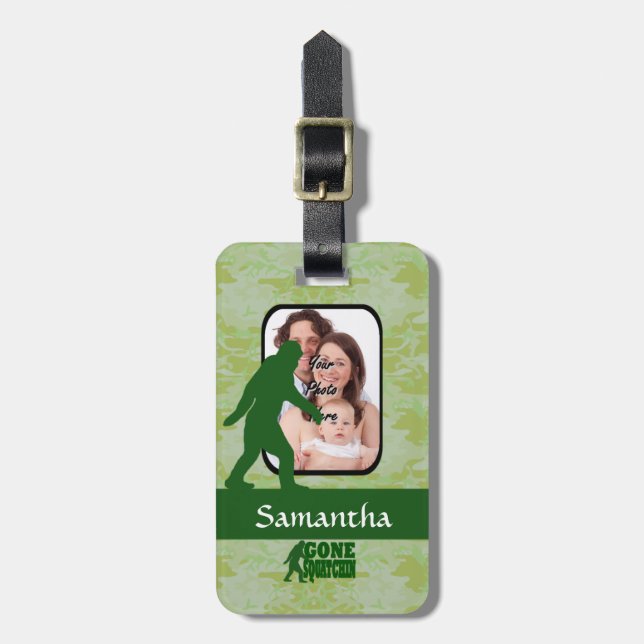 Gone squatchin photo template luggage tag (Front Vertical)