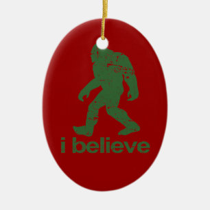 Gone Squatchin - red and green Ceramic Ornament
