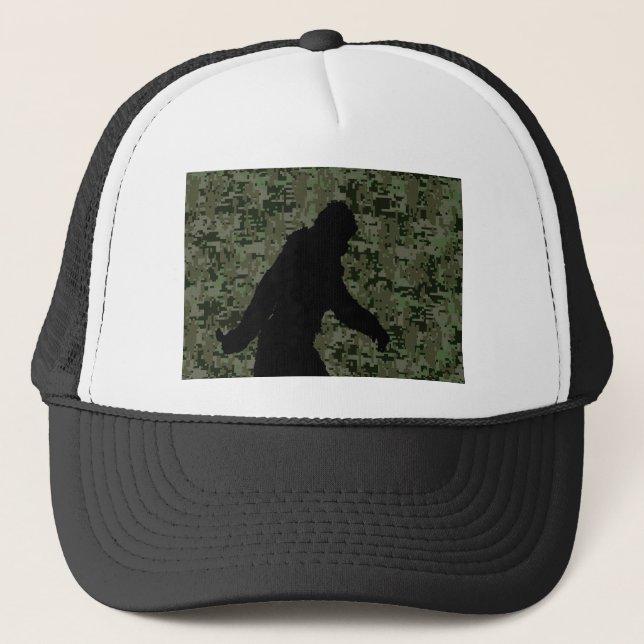 Gone Squatchin Silhouette on Digital Camouflage Trucker Hat (Front)
