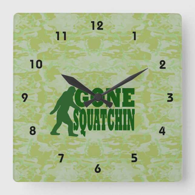 Gone Squatchin Square Wall Clock (Front)