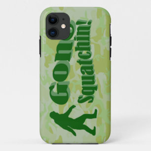 Gone Squatchin text on green camouflage iPhone 11 Case