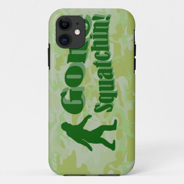 Gone Squatchin text on green camouflage Case-Mate iPhone Case (Back)