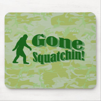 Gone Squatchin text on green camouflage Mouse Pad