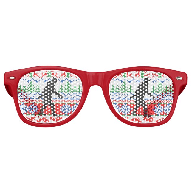 Gone Squatchin Ugly Christmas Sweater Knit Style Retro Sunglasses (Front)