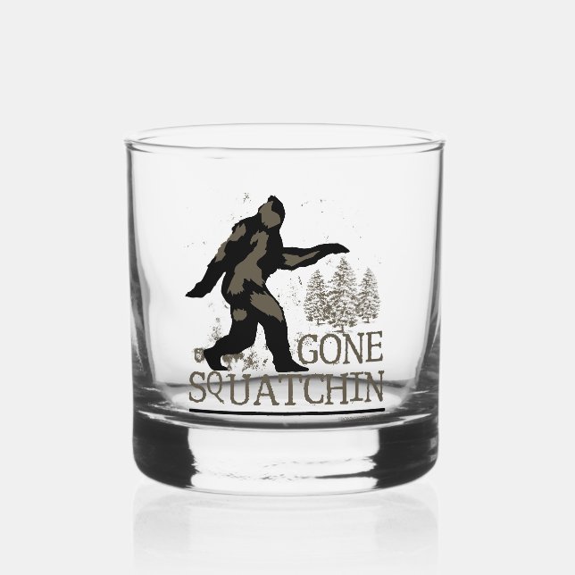 Gone Squatchin Whiskey Glass (Front)