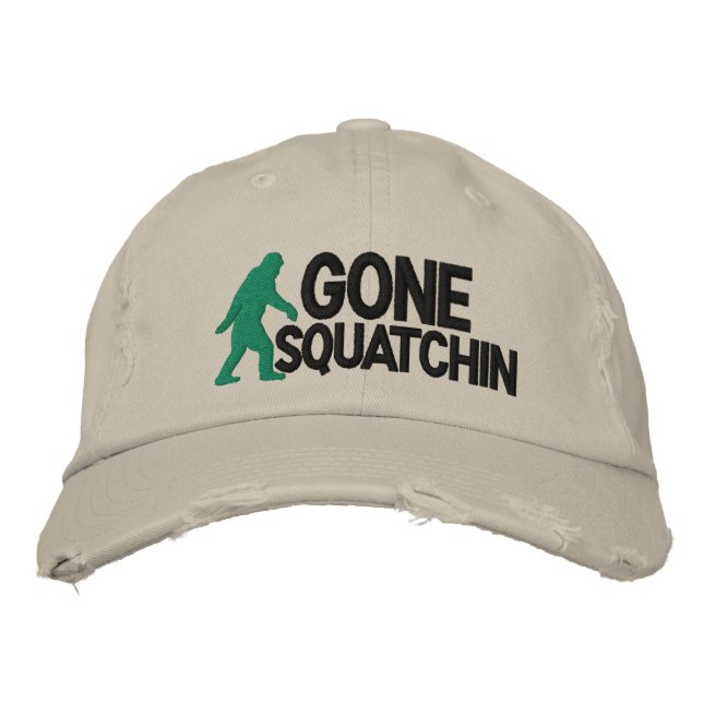Gone Squatchin with  bigfoot logo Embroidered Hat (Front)