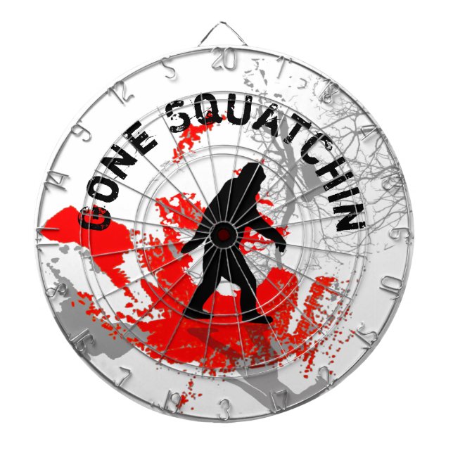 Gone Squatchin with black Bigfoot dartboard (Front)