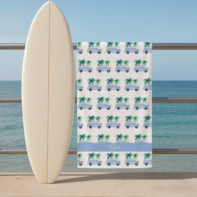 Gone Surfing Surf Van  Beach Towel (Gone Surfing Beach Towel)