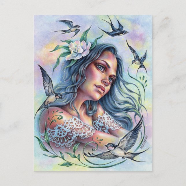 Gone with The Swallows Postcard Summer Joy Birds (Front)