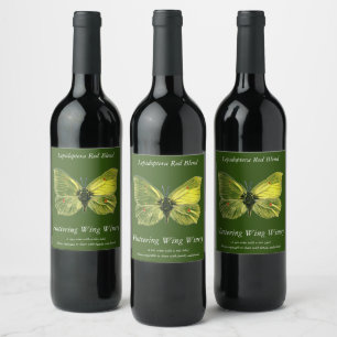 Gonepteryx rhamni - The Common Brimstone Butterfly Wine Label