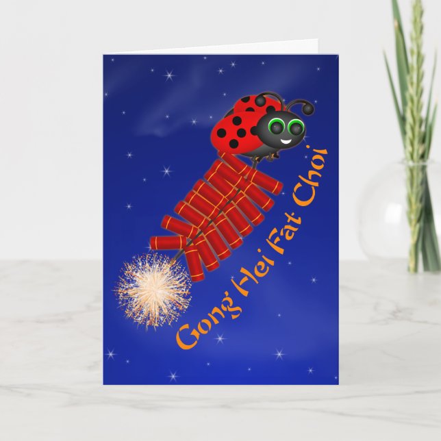 Gong Hei Fat Choi Ladybug Holiday Card (Front)