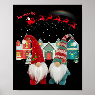 Gonks Christmas Santa Claus Reindeers Poster
