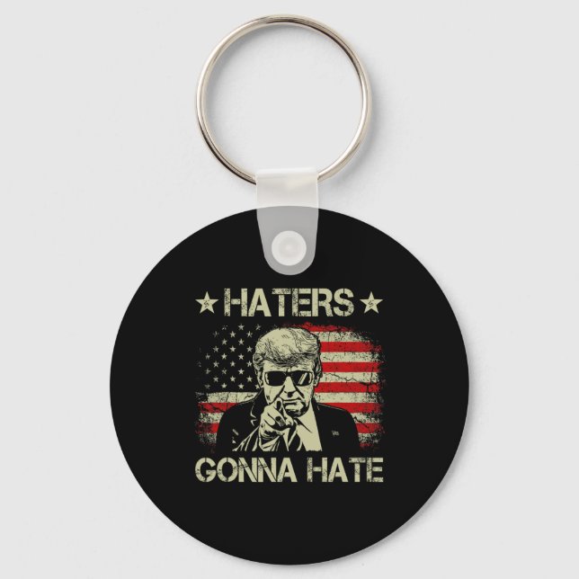 Gonna Hate Middle Finger Funny Trump 2024 Presiden Key Ring (Front)