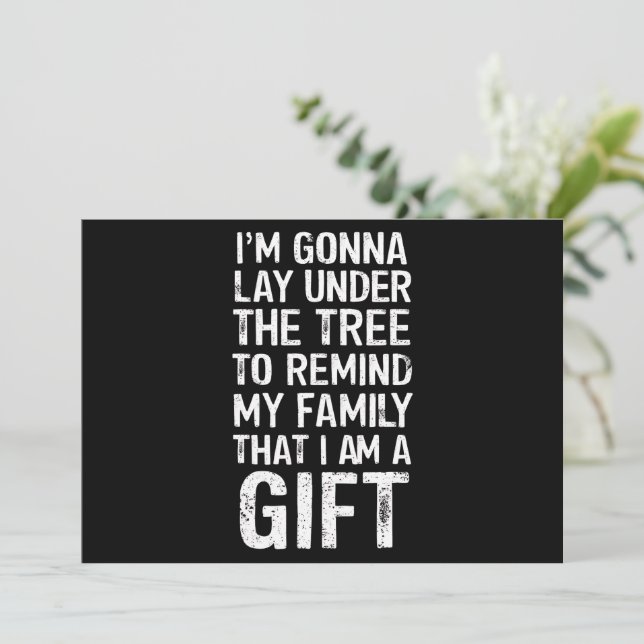 Gonna Lay Under The Tree Xmas Family Gifts Holiday Card (Standing Front)