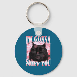 Gonna sniff funny brainrot stupid cat meme graphic key ring
