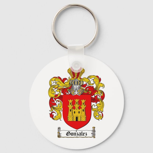 GONZALEZ FAMILY CREST -  GONZALEZ COAT OF ARMS KEY RING (Front)
