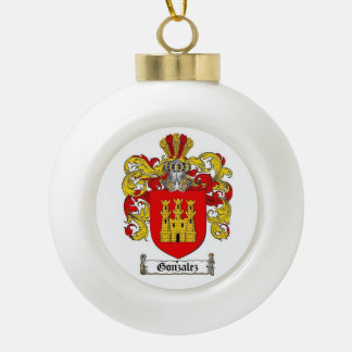 Gonzalez Spanish Family Crest Ceramic Ball Christmas Ornament