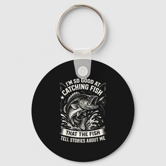 Good at catching fish design funny fishing key ring (Front)