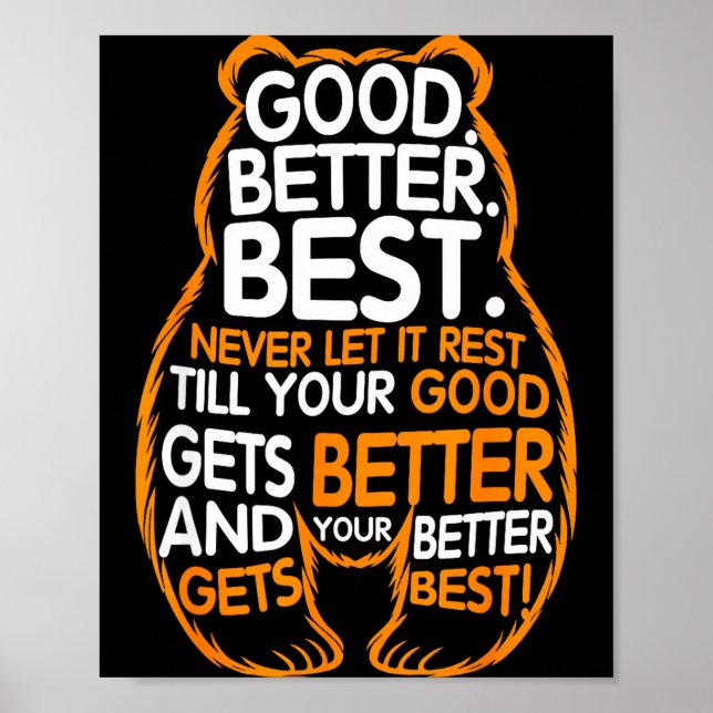 Good Better Never Let It Rest Motivation Bear Quot Poster (Front)