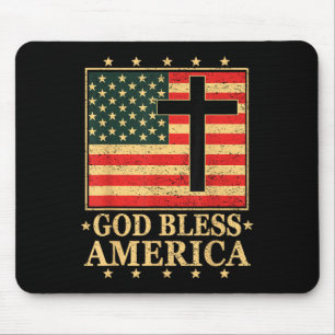 Good Bless America Jesus Christian Cross God Bible Mouse Pad
