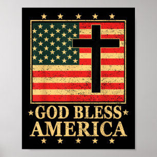Good Bless America Jesus Christian Cross God Bible Poster