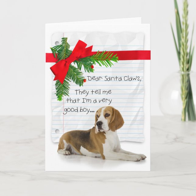 Good Boy Beagle Christmas Holiday Card (Front)