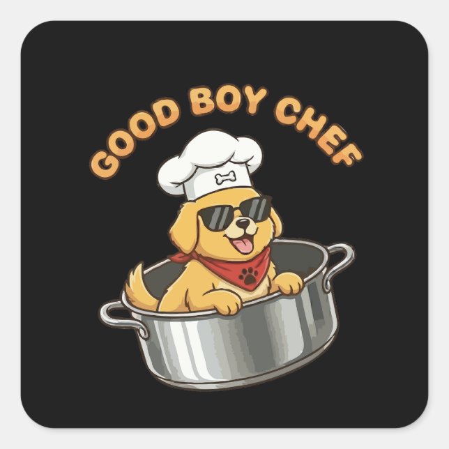 Good Boy Chef Cooking Dog Square Sticker (Front)