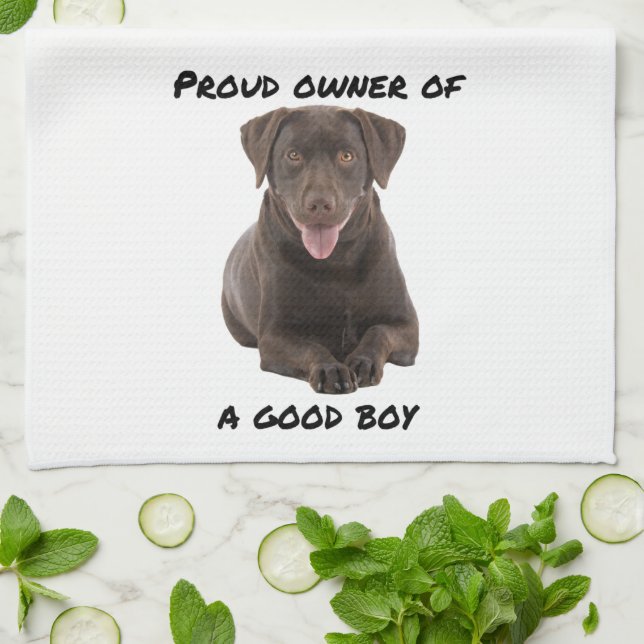 Good Boy Chocolate Lab Tea Towel (Folded)