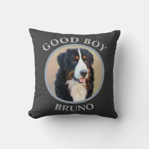 Good boy dog add photo text art grey modern cushion