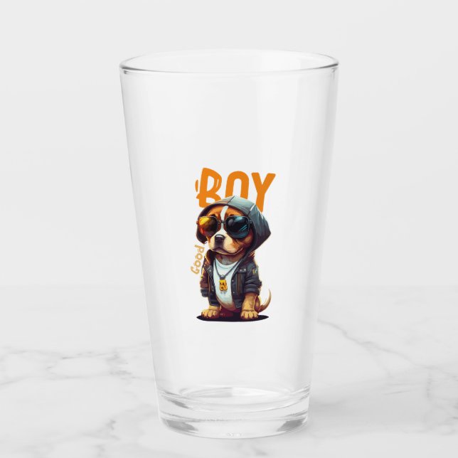 Good Boy Dog Cute Puppy Glass (Front)