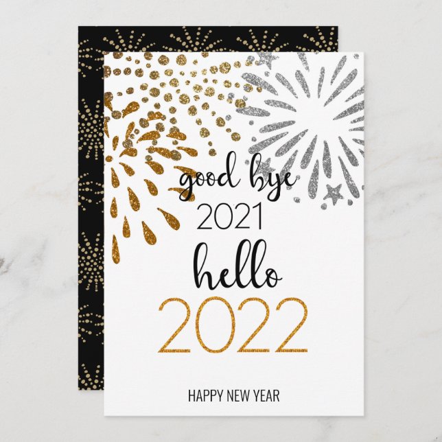 Good Bye 2021 Hello 2022 | Festive Fireworks Holiday Card (Front/Back)
