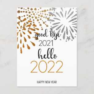 Good Bye 2021 Hello 2022   Festive Fireworks  Holiday Postcard