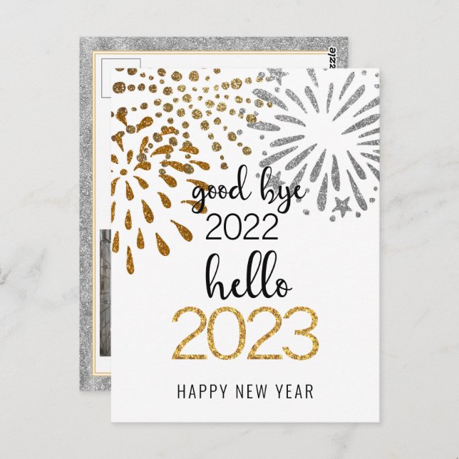 Good Bye 2022 Hello 2023 Business Festive Firework Postcard (Front/Back)