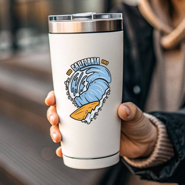 Good California Vibes Surfing | Die-Cut Sticker (Good California Vibes Surfer Vinyl Sticker)