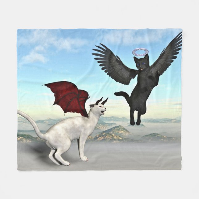 Good Cat, Bad Cat Fleece Blanket (Front (Horizontal))