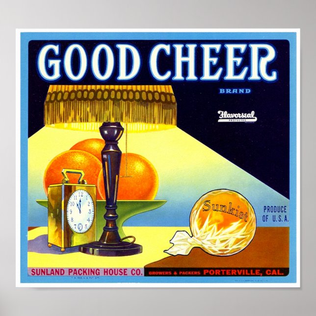 Good Cheer Brand Orange Crate Label Western Litho  Poster (Front)