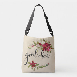 Good Cheer Poinsettias And Flower Decor Crossbody Bag