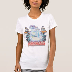 Good Cheer Street Art Snowman T-Shirt Happy Holi