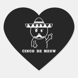 Good Cinco De Meow Cat Boys Happy Cinco De Mayo Heart Sticker