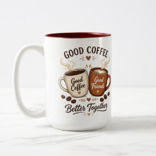 Good Coffee Good Friends with two coffee cups